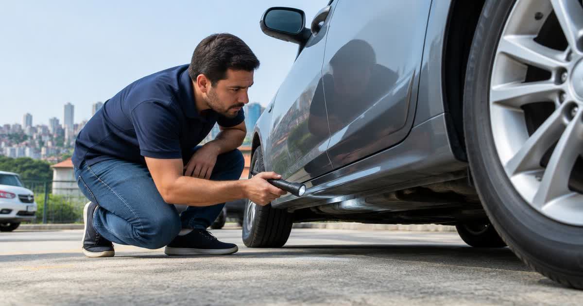 Inspeção da lateral de um carro